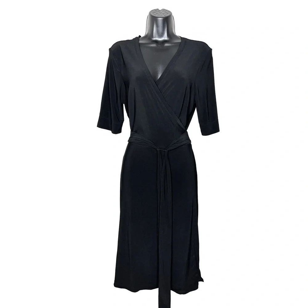 Daisy Fuentes Moda Black Wrap Midi Adjustable Waist Dress - Picture 1 of 5